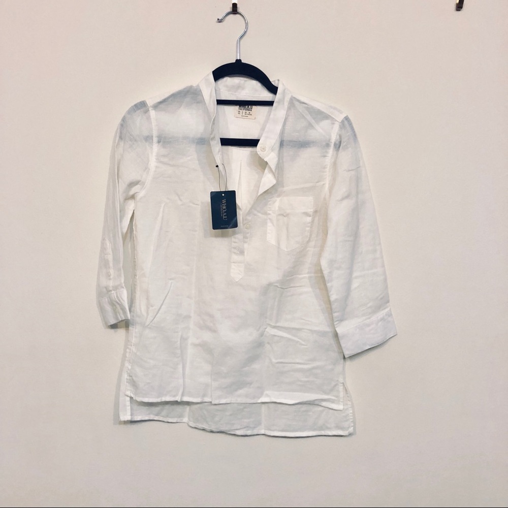 Who.a.u white 3/4th sleeve, NWT